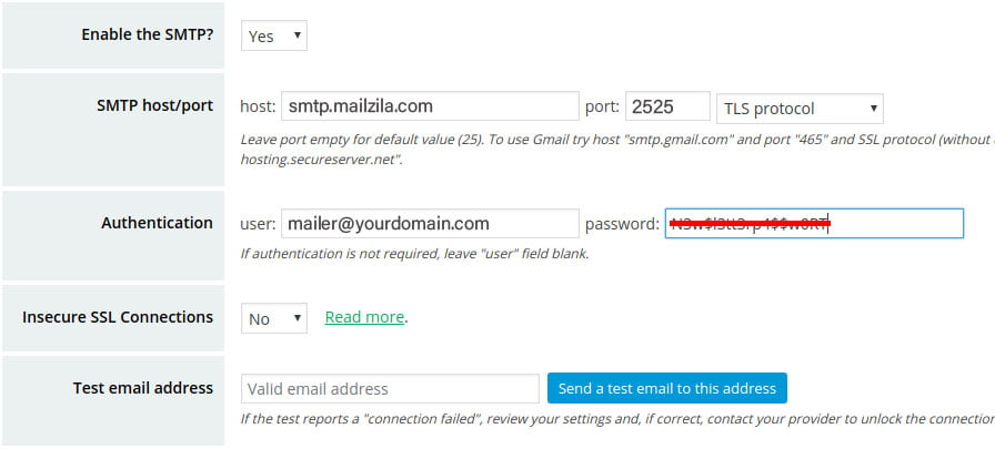 mailzila newsletter settings