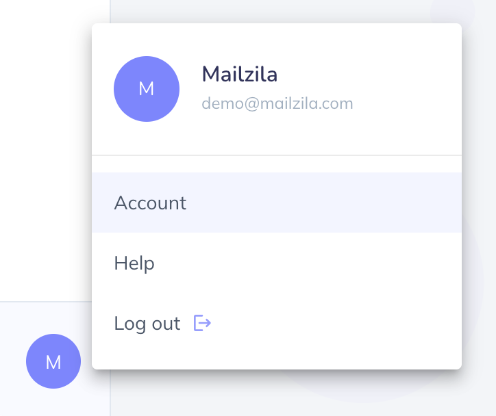 mailzila docs account menu